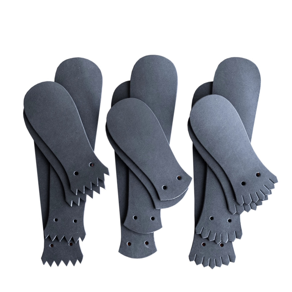 Black leather Kilties on a white background with copy describing what kind they are.