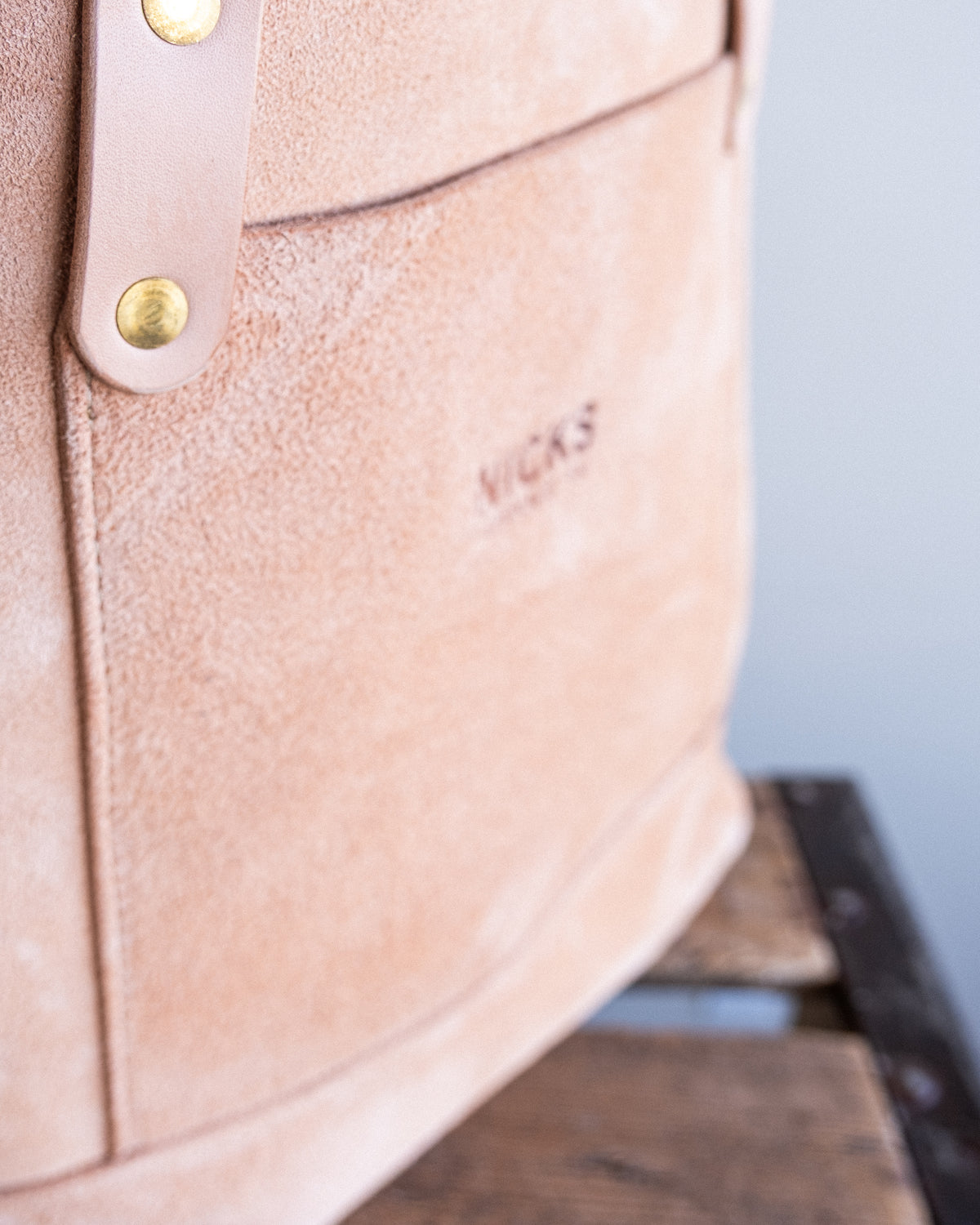 The Veg Tan Suede Tote - Front Pocket