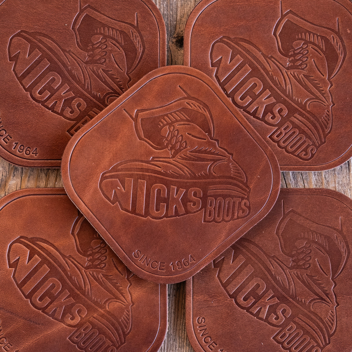 Nicks Stomp Coaster(In-Stock) - 12-15oz Wickett & Craig Belt Leather | Set of 5