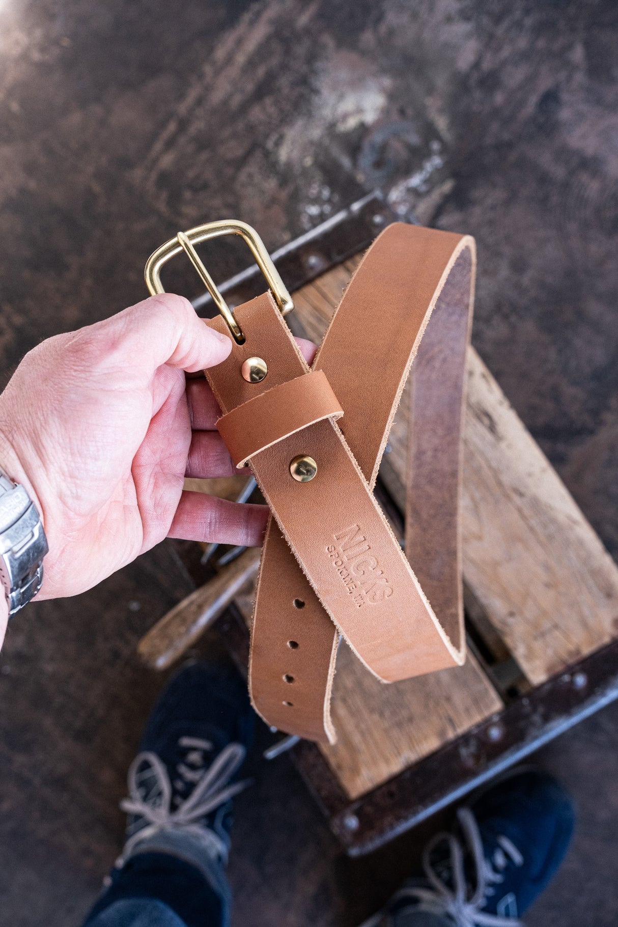 In Stock - Classic Work Belt / 1964 Tan / 1.5” / Waist Size 42 (Belt Size 46)