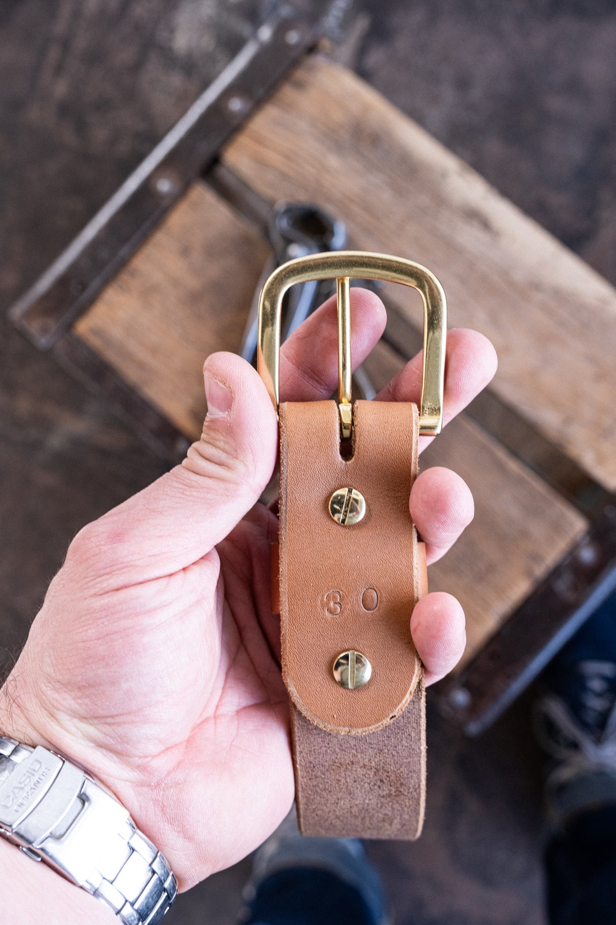 In Stock - Classic Work Belt / 1964 Tan / 1.5” / Waist Size 26 (Belt Size 30)