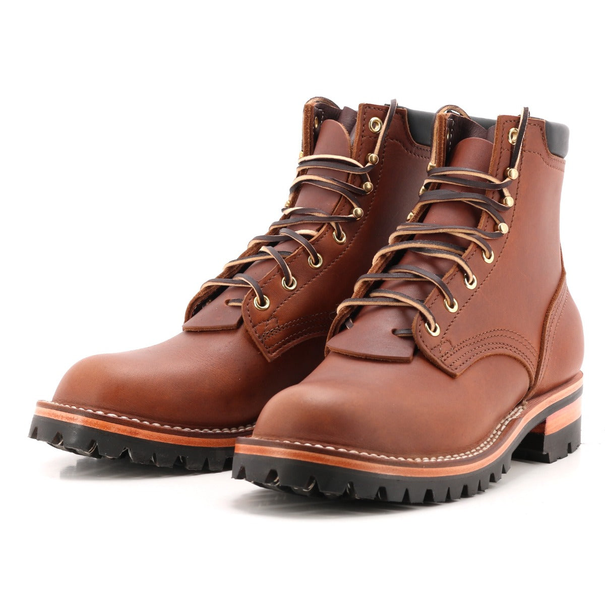 1964 brown color boot with aggressive sole. 6 inches tall.