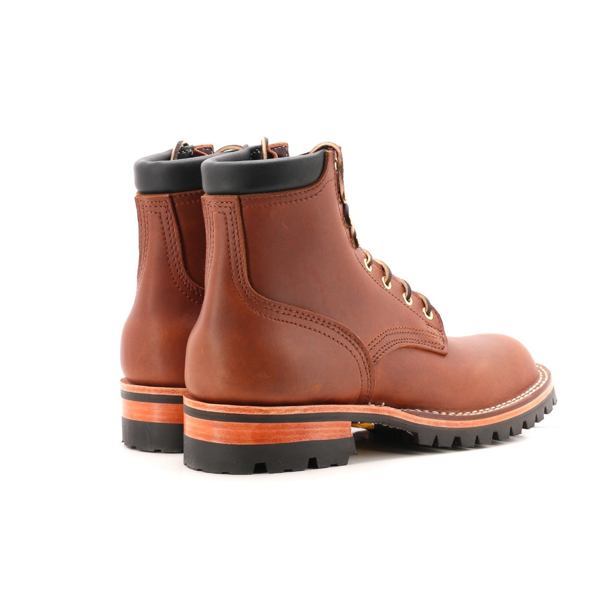 1964 brown color boot with aggressive sole. 6 inches tall.