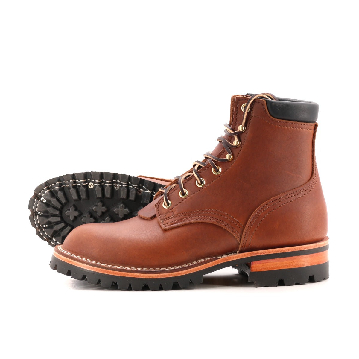 1964 brown color boot with aggressive sole. 6 inches tall.
