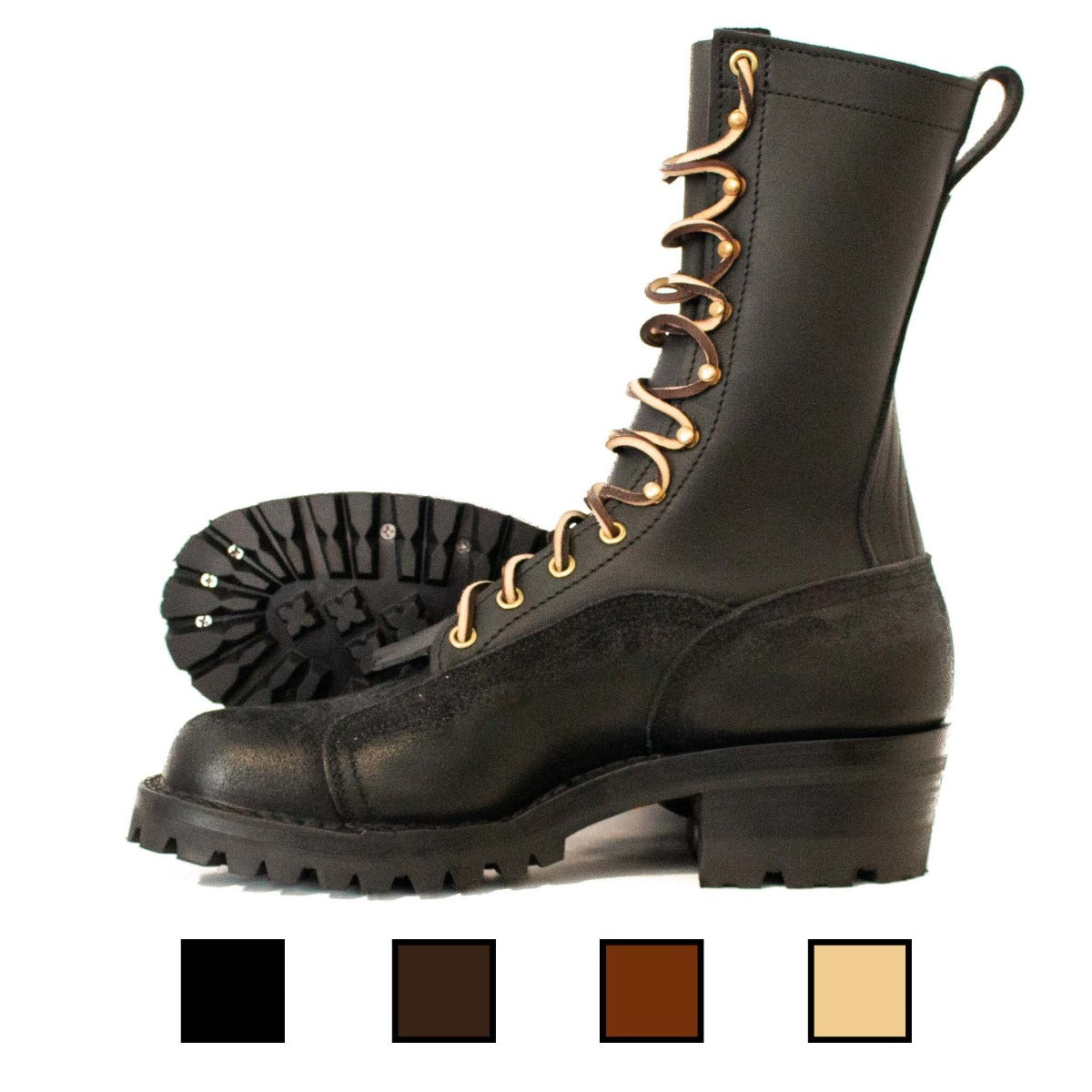Lineman boot black smooth over rough out