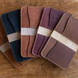 Heritage Calf open leather card wallets with stitched pockets in black burgundy and shades of brown