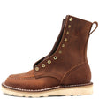 Brown leather boot on a white 
background