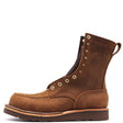 A brown suede lace-up ankle boot with brass eyelets, a pull tab, and 'MICKS' embossed on the side, shown against a plain white background.