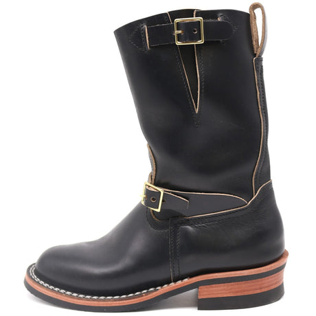 HNW last, 10 inch height, black dress leather, natural edge color, mini lug sole