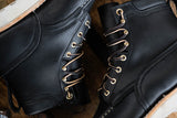 Black wedge sole work boot